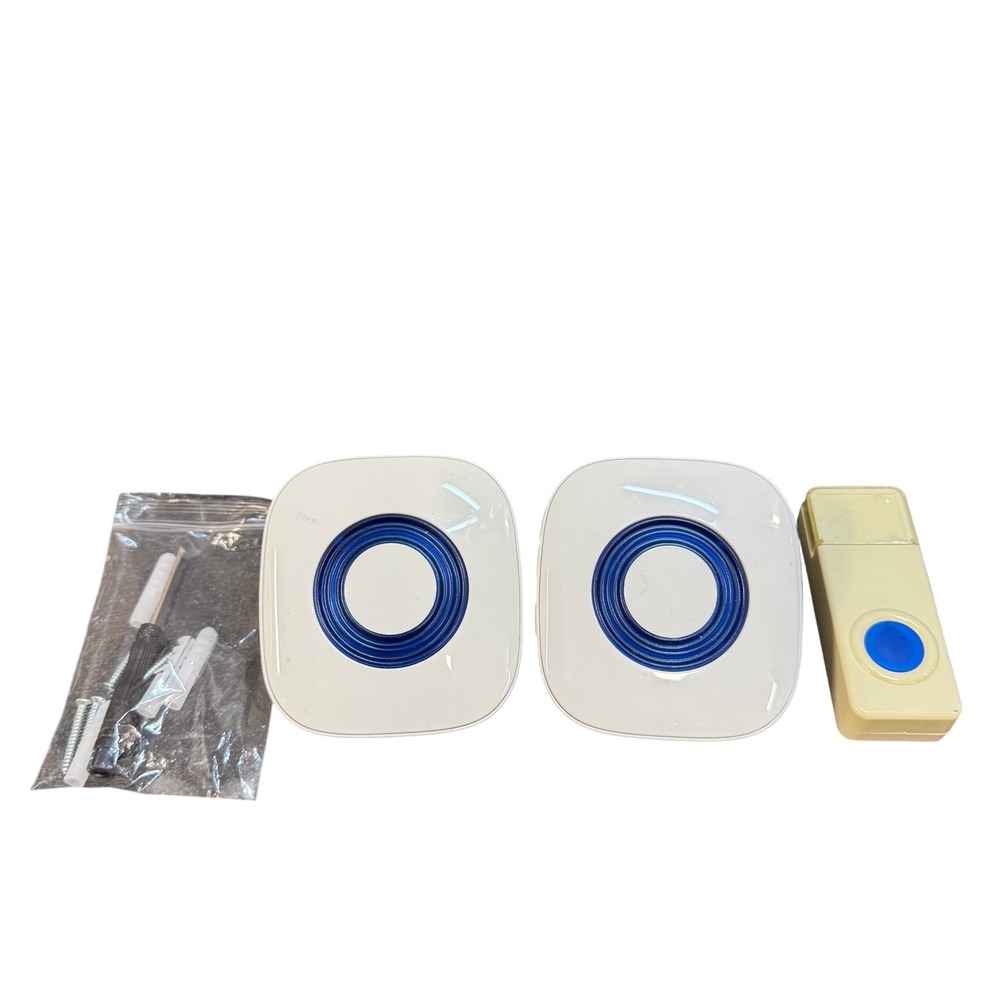 Bitiwend Wireless Doorbell White Plug-in 2 Receivers 1 Button Door Bell Kit